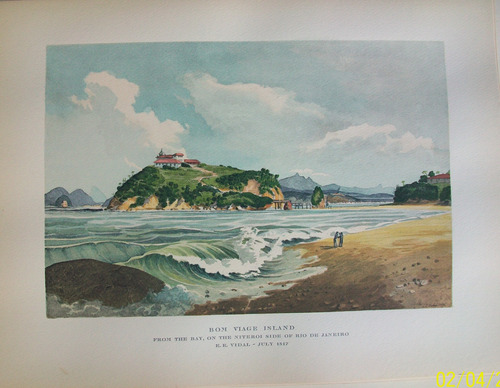 Río De Janeiro Litografía Coloreada Bahia De Botafogo