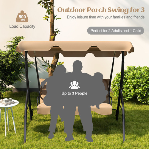 Columpio Para Patio Exterior De 3 Plazas Beige Gpl