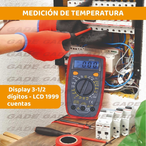 Imagen 4 de 8 de Multímetro Pro Tester Digital Con Buzzer Tension Dt33c
