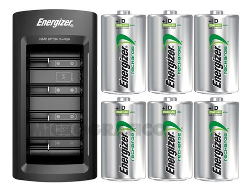 Energizer Universal Battery Charger + 6 Pilas Tipo D 2500mah