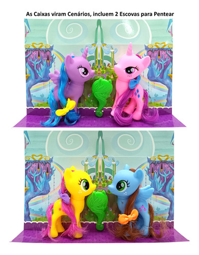 Kit 4 Minha Pequena Pônei De Vinil Poney Com Crina E Rabinho