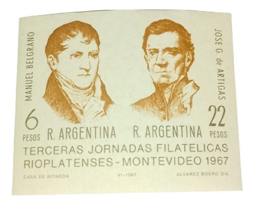 Bloque Argentina Belgrano-artigas 1967 Gj Hb23