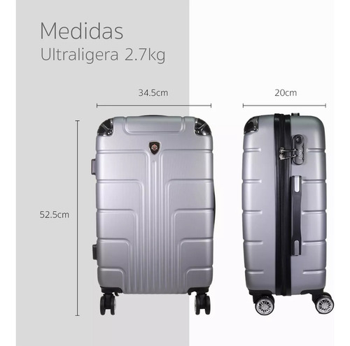 Maleta Jony 10 Kg Carry On 4 Ruedas Plata