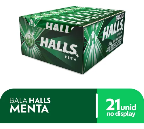 Bala Halls Menta Caixa Com 21 Unidades De 28g