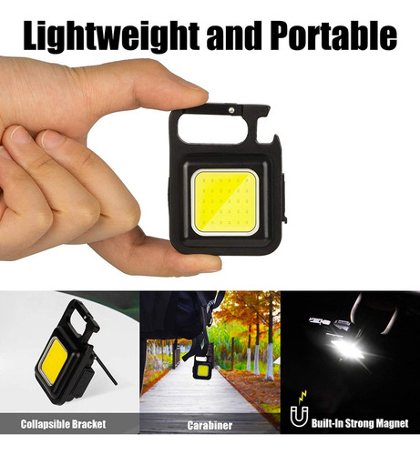 A Linterna Cob, Llavero Recargable Brillante De 500 Lúmenes