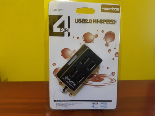 Hub Concentrador 4 Puertos Usb 2.0 480 Mbps Win, Mac, Linux