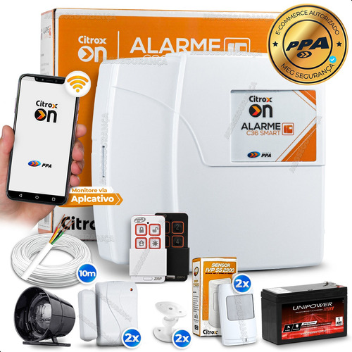 Kit Alarme Ppa Wifi Celular App S/ Fio 4 Sensor Com Bateria
