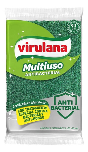 Fibra Esponja Multiuso Antibacterial Virulana X1