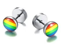 Comprar Brincos Stud Lgbt Arco Íris Redondo De Aço Inoxidável 