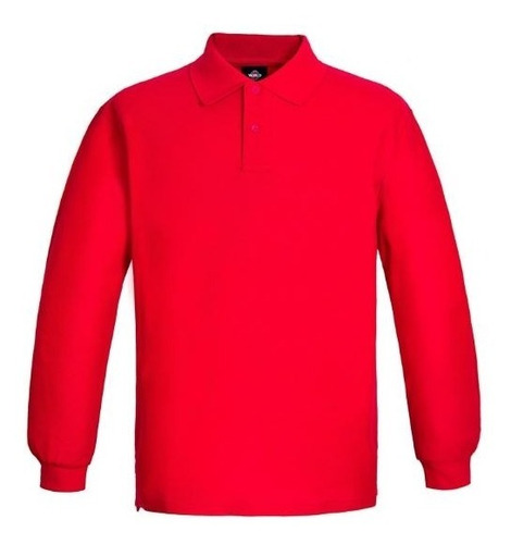 Polera Pique Manga Larga Color Rojo Talla M