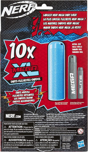Nerf Mega Xl - Recambio De Dardos, Incluye 10 Dardos Silbado