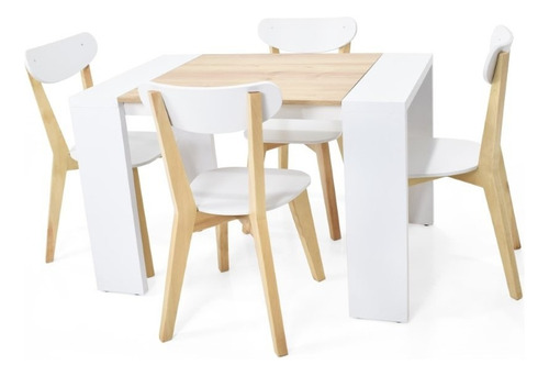 Set De Comedor Chicago 4p Y Sillas Sidney Diseño De La Tela De Las Sillas Blanco/duna