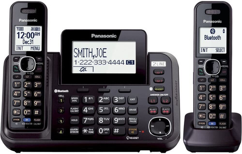 Sistema Telefónico Inalámbrico Panasonic, 2 Líneas, Negro