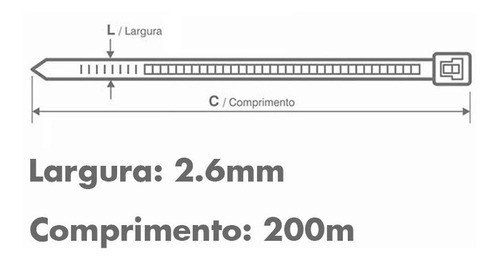 Abraçadeira 3,6x200mm Bestfer 100 Unidades