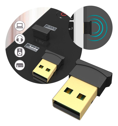 Adaptador Transmisor Receptor Bluetooth 5.0 Usb Notebook Pc