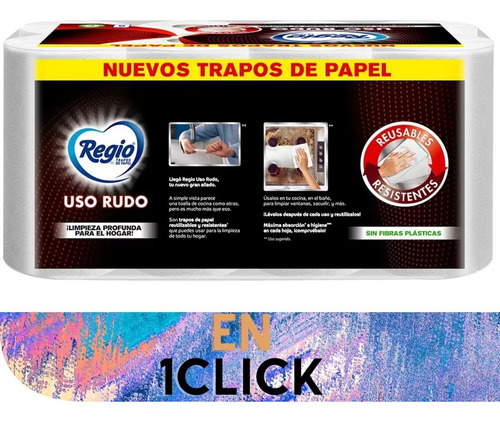 Regio Uso Rudo Toalla De Papel 8 Rollos Con 60 Hojas Triples