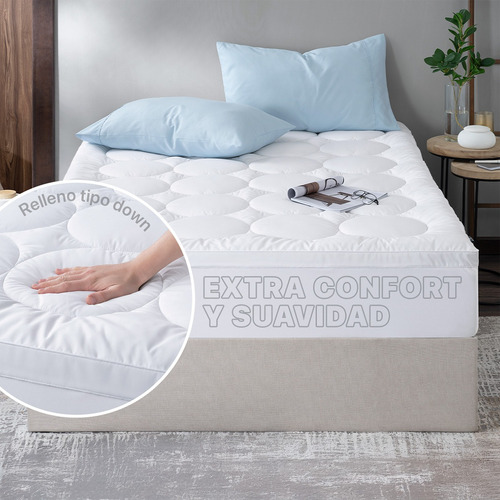 Protector Cubre Colchón Acolchado Queen Size Real Textil