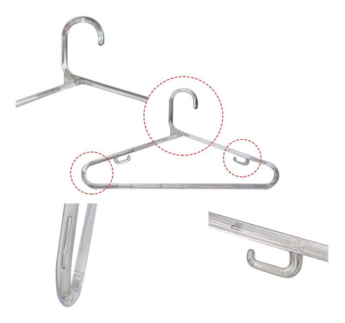 Imagem 5 de 6 de Lote De 100 Cabides Acrílico Transparente Cristal Kit- 8mm