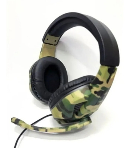 Fone Ouvido Headset Gamer Com Microfone E Controle De Volume Cor Verde Camuflado