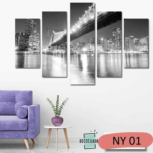 Políptico Moderno 100x50 Nueva York Cuadros Ciudades