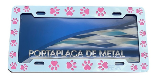 Porta Placas De Metal Modelo Huellitas Perro Rosa (par)