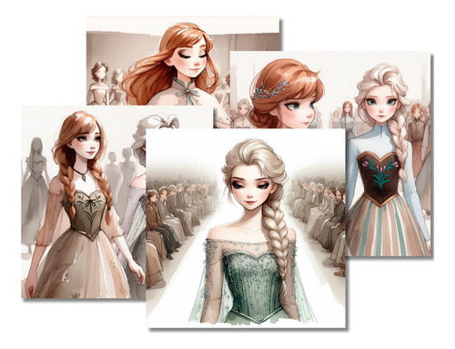 Kit Imágenes Láminas Jpg Princesas Disney Chic Acuarela C11