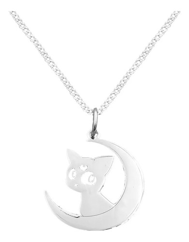 Dije Y Cadena Gato Luna Sailor Moon Plata 925 