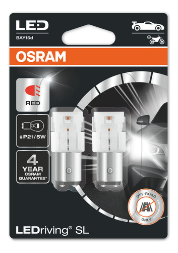 Kit 2 Lampara Led Osram P21/5w Rojo Posicion Stop