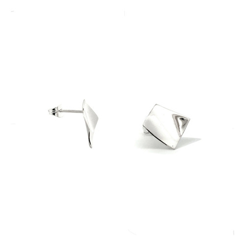 Arete Broquel Cuadro Liso De Plata .925 Agálea Mujer