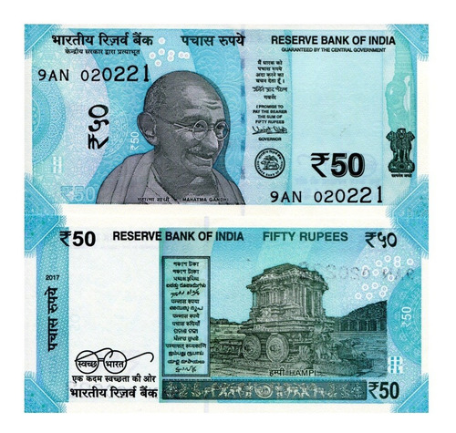 Billete De India De 50 Rupias Mahatma Gandhi Nuevo Sinc 2017