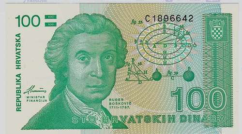 Billete De Croacia 100 Dinara Ruder Boskovic Matemático Nvo.