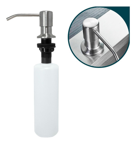 Dispenser Detergente Porta Dosador Inox 304 Escovado 350ml