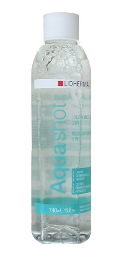 Agua Micelar Loción Aquashot Desmaquillante Lidherma 3 En 1
