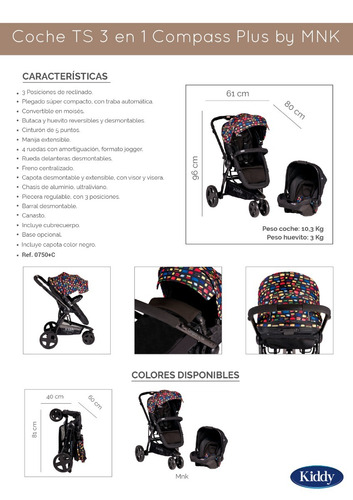 Cochecito Carrito Travel System Kiddy Compass Plus By Mnk
