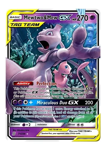 30 Cartas Pokemon Gx + Carta Mewtwo & Mew Aliados Tag Team