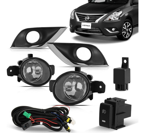 Kit Farol Milha Versa 2015 2016 2017 2018 Botão Mod Original