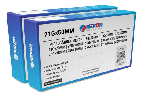 Microcânulas Preenchimento Facial Mekon 21gx50mm Cx20un