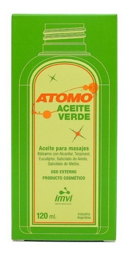 Atomo Aceite Verde Para Masajes 120ml