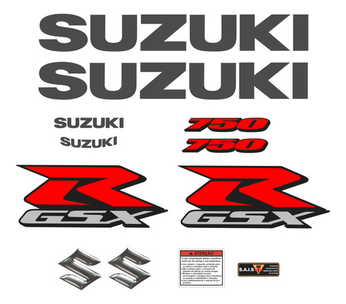 Kit Adesivos Suzuki Gsxr 750 2006 Preta Completo 75006p