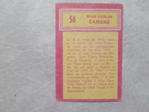 2 Figuritas Golazo 1965: Tarjetones Velez Sarsfield Willington Velez Sarsfield (Usado)