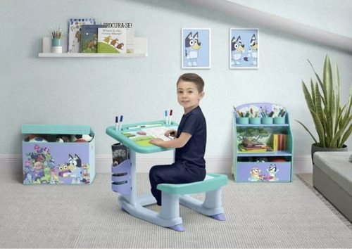 Bluey Set Infantil De Mesa Y Juguetero Agua