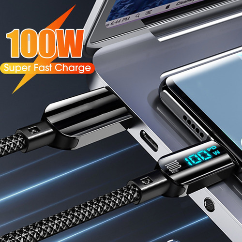 ~ Cabo Usb-c Led De 100 W Para Carregamento Rápido E