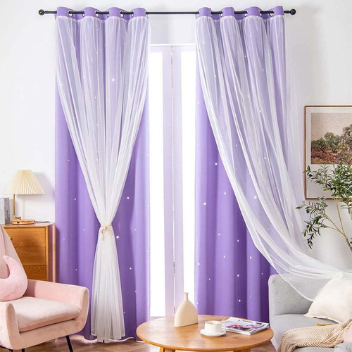 Y 2pzs Cortinas Black Out Decorativas Con Estrellas