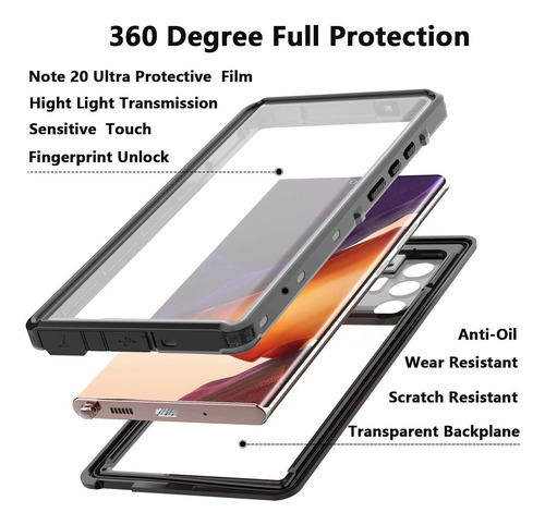 Yogre Samsung Galaxy Note 20 Ultra Waterproof Case, Full-bod