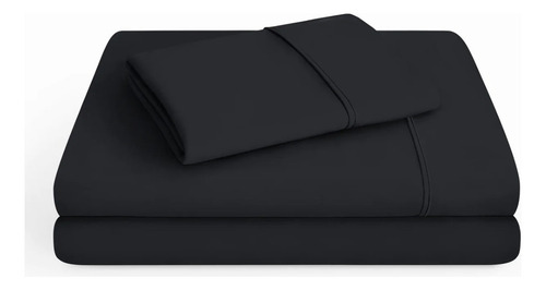 Sábanas Frescas Extra Suaves Anti Arrugas Tacto Lino 4 Pzas Color Negro Diseño De La Tela Queen