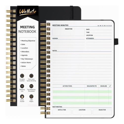 Wemate Cuaderno De Reuniones Simplificado Para Trabajo Con A