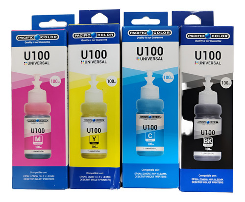 Pack Tinta Universal Para Hp Canon Epson Brother Lexmrk 100m Tinta Pack De 4 Colores
