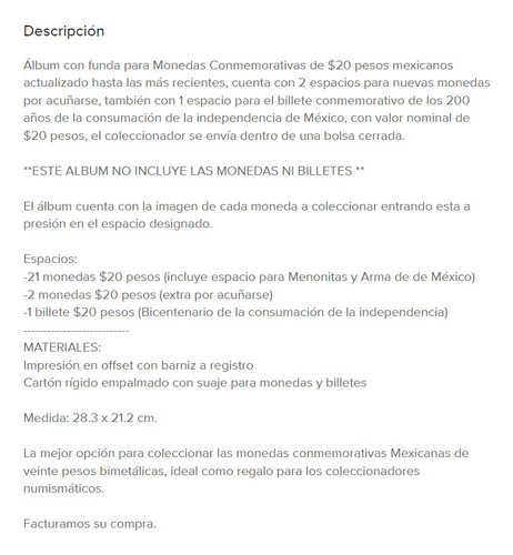 Álbum Para Monedas Y Billetes Conmemorativos De $20 Pesos