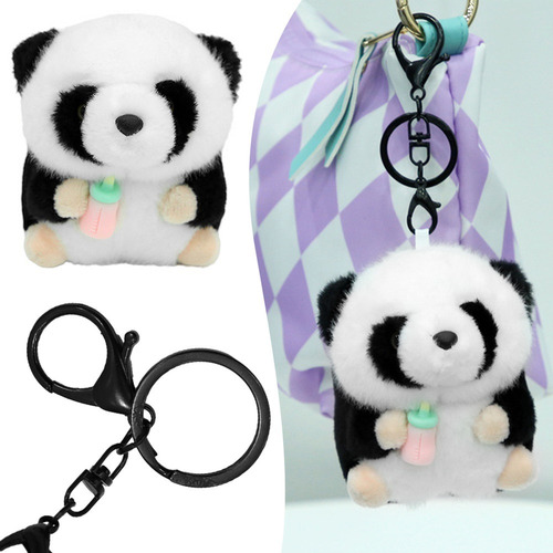 Llavero De Panda De Peluche De Dibujos Animados Con Mochila