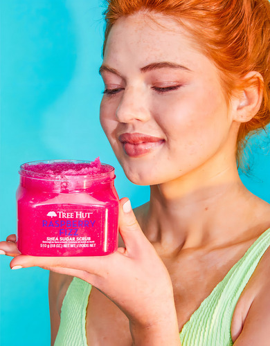 Esfoliante Tree Hut Raspberry Fizz com Fragrância Efervescente de Framboesa
